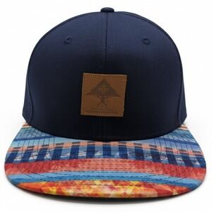 LRG Lifted Research Group Navy Blue Strapback Hat Multi Color Brim Tree Logo Cap